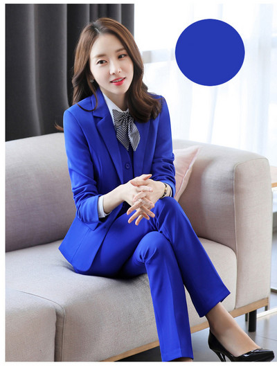 2021 Nou Set 3 bucăți Pantaloni pentru femei Birou Doamnă Uniforme de lucru de afaceri Blazer Jachetă Vestă Pantaloni Costum Haine de toamnă