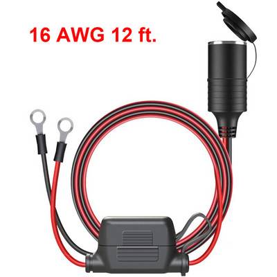 10FT 12V 24V auto sigaretisüütaja emane pistikupesa pikenduskaabel koos aasa klemmiga O-rõnga klemmliidese autoinverteri jaoks