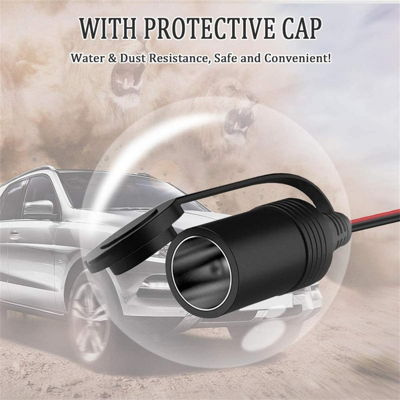10FT 12V 24V auto sigaretisüütaja emane pistikupesa pikenduskaabel koos aasa klemmiga O-rõnga klemmliidese autoinverteri jaoks
