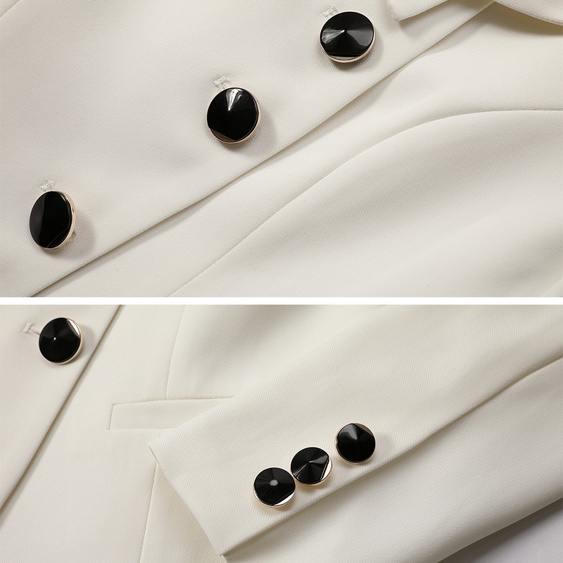 Costume elegante cu pantaloni pentru dama S-4XL pentru femei, cu guler răsturnat, cu pantaloni, alb, roz, set 2 piese pentru îmbrăcăminte de lucru de birou la hotel