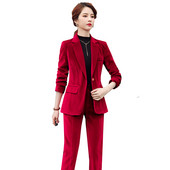 Toamnă Toamnă Iarnă Blazer cu mânecă lungă și costum pantalon Damă Femei Nou Sosire Casual Set 2 piese Verde Negru Roșu Violet Albastru