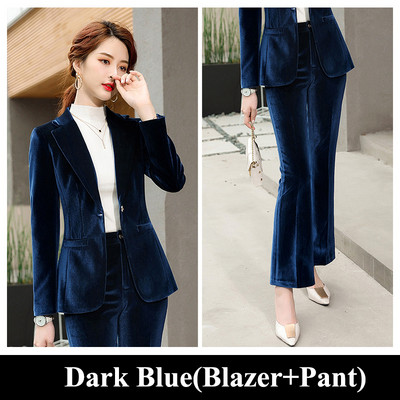 Toamnă Toamnă Iarnă Blazer cu mânecă lungă și costum pantalon Damă Femei Nou Sosire Casual Set 2 piese Verde Negru Roșu Violet Albastru