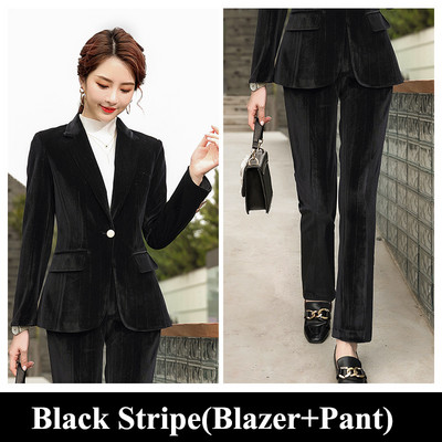 Toamnă Toamnă Iarnă Blazer cu mânecă lungă și costum pantalon Damă Femei Nou Sosire Casual Set 2 piese Verde Negru Roșu Violet Albastru