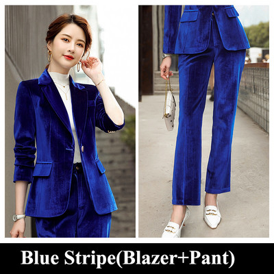 Toamnă Toamnă Iarnă Blazer cu mânecă lungă și costum pantalon Damă Femei Nou Sosire Casual Set 2 piese Verde Negru Roșu Violet Albastru