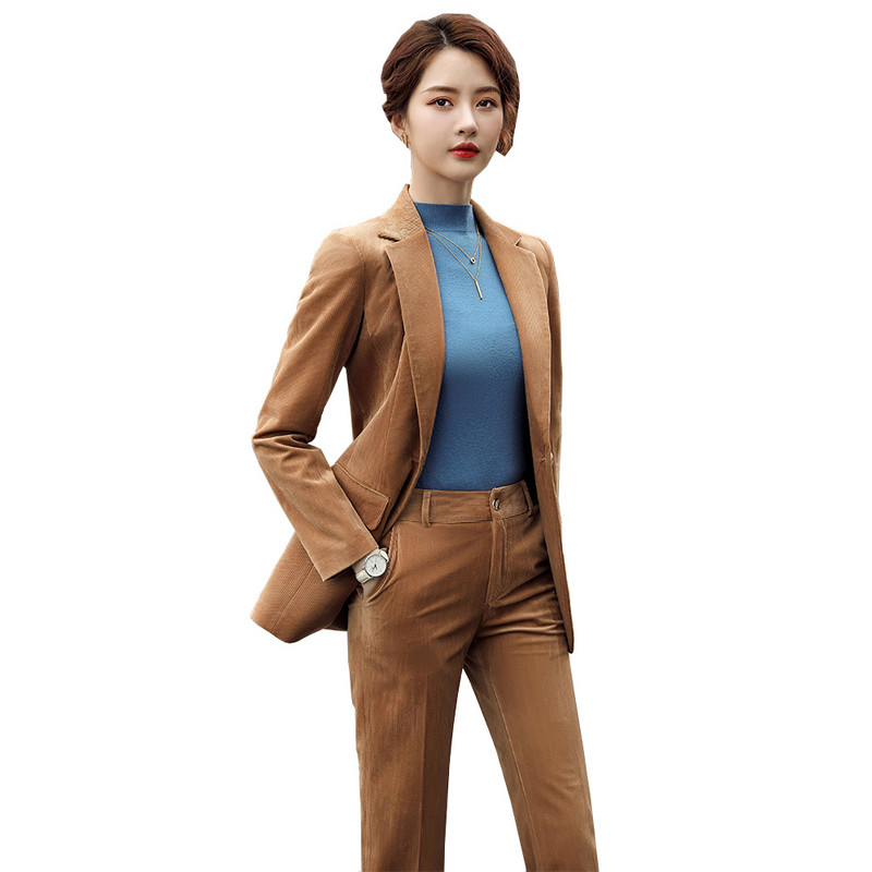 Toamnă Toamnă Iarnă Blazer cu mânecă lungă și costum pantalon Damă Femei Nou Sosire Casual Set 2 piese Verde Negru Roșu Violet Albastru