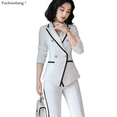 Γυναικείο Επίσημο Παντελόνι Για Δουλειές Γραφείου Φορέστε Uniform OL Ladies Blazers Jacket με Παντελόνι Παντελόνι Σετ Κοστούμια 2 τεμαχίων