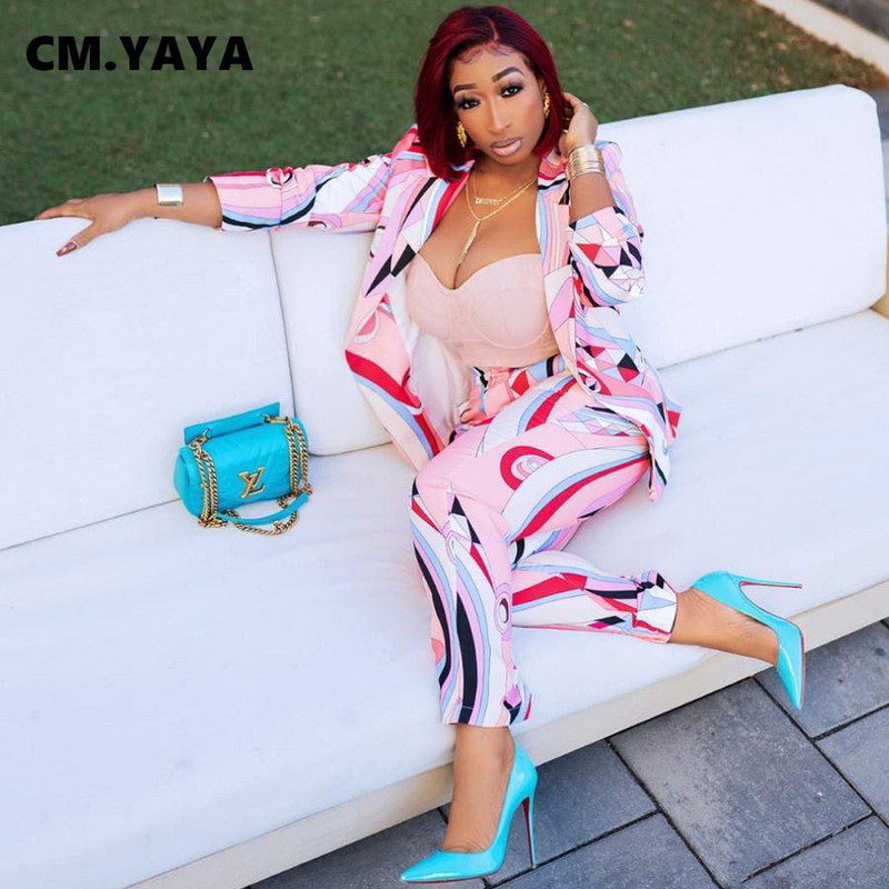 CM.YAYA Costume pentru femei Blazer Vintage Office Lady Pantaloni Costum Asortat Două 2 Piese Set Toamnă Iarnă Elegant INS Outfits Trening