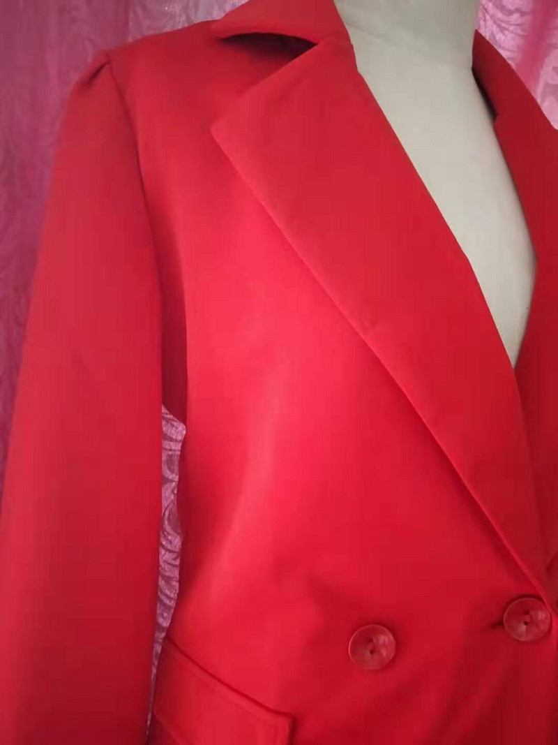 Φθινοπωρινές χειμερινές γυναικείες φόρμες 2019 σέξι φόρμες με οδοντωτές οδοντώσεις, μακρυμάνικο μπλέιζερ ίσιο παντελόνι γραφείου