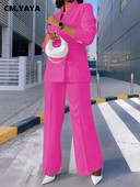 CM.YAYA Γυναικεία κοστούμι σακάκι με διπλό στήθος και ίσιο παντελόνι Fashion Street Female Σετ δύο τεμαχίων Φθινόπωρο, Χειμώνας 2022