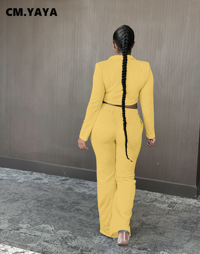 CM.YAYA Elegant Active Sport Costum și blazer pentru femei, pantaloni drepti, asortate, Set 2 piese, ținute, trening, trening