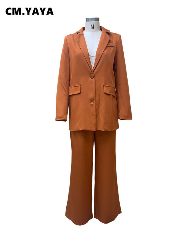 CM.YAYA Streetwear INS Naiste bleiserülikond ja sirged püksid, 2023. aasta vanaaegne kontorinaise 2-osaline komplekt, dressid