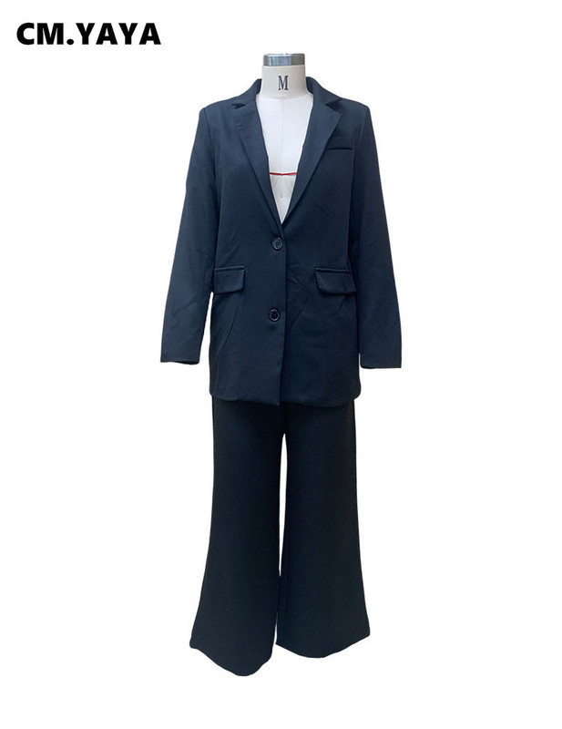 CM.YAYA Streetwear INS Naiste bleiserülikond ja sirged püksid, 2023. aasta vanaaegne kontorinaise 2-osaline komplekt, dressid