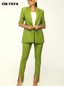 CM.YAYA tänavarõivad INS kunstnahast naiste bleiserikostüümid ja lõhikuga püksid, 2022. aasta talvemood, kaks 2-osalist komplekti, dressid