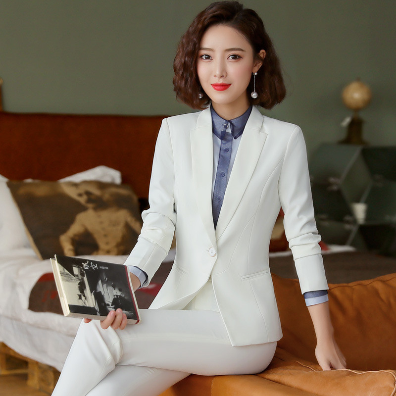 Υψηλής ποιότητας επαγγελματικά γυναικεία κοστούμια Παντελόνι Κοστούμι Νέο λεπτό μεγάλο μέγεθος Λευκό blazer Casual κοστούμι ψηλόμεση υψηλής ποιότητας