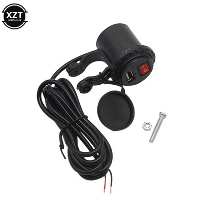 12V-os USB motorkerékpáros mobiltelefon tápcsatlakozó dugó vízálló kapcsolóval szivargyújtó aljzat motorkerékpár telefon tápadapter