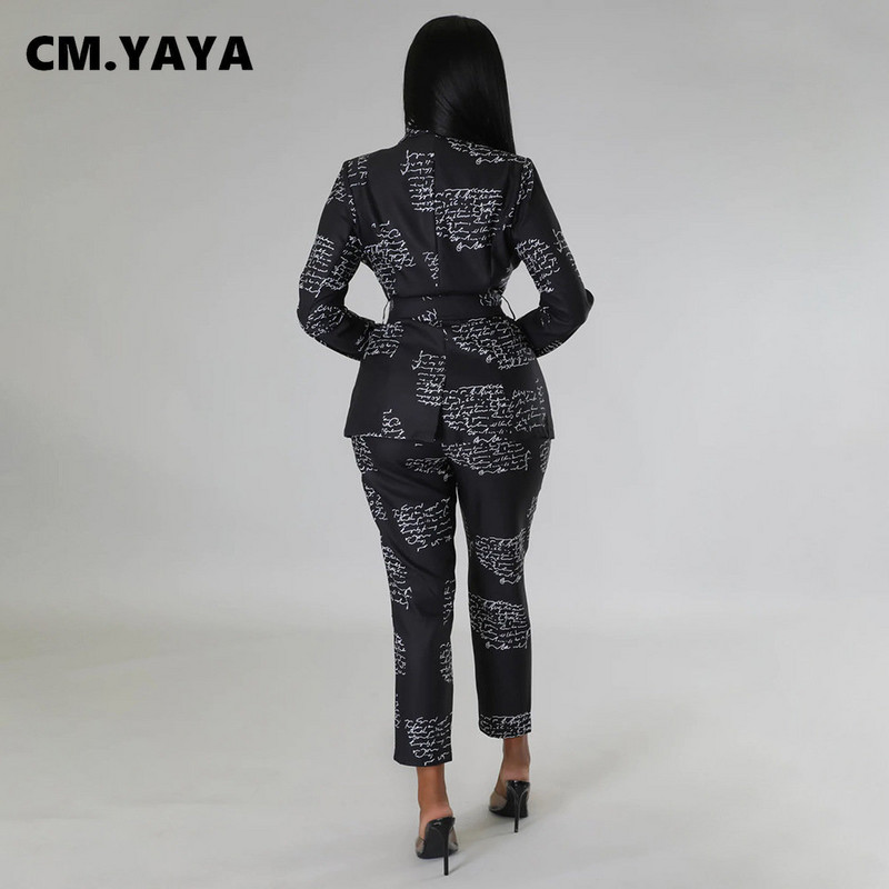 CM.YAYA Pantaloni eleganti cu imprimeu cu litere pentru femei, costum și blazer Top 2022, la modă nouă, set de două piese, ținute, haine de stradă, trening