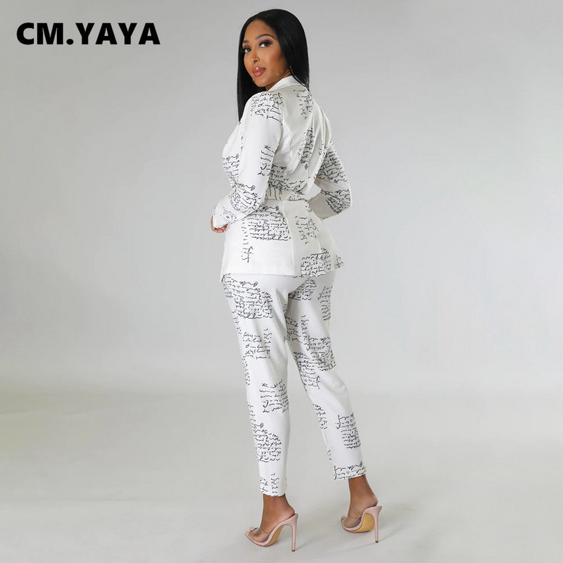 CM.YAYA Pantaloni eleganti cu imprimeu cu litere pentru femei, costum și blazer Top 2022, la modă nouă, set de două piese, ținute, haine de stradă, trening