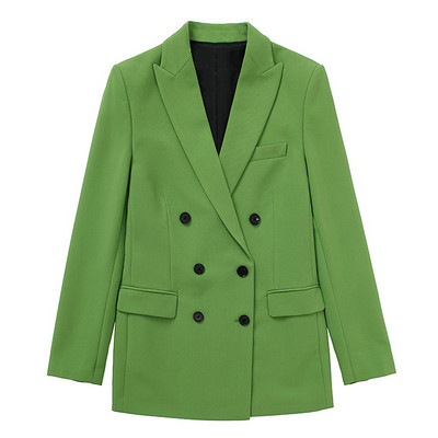 CM.YAYA elegantne naiste roheline sirge pükste ülikond ja kaherealine bleiser Fashion 2023 OL Streetwear, kaks kaheosalist komplekti