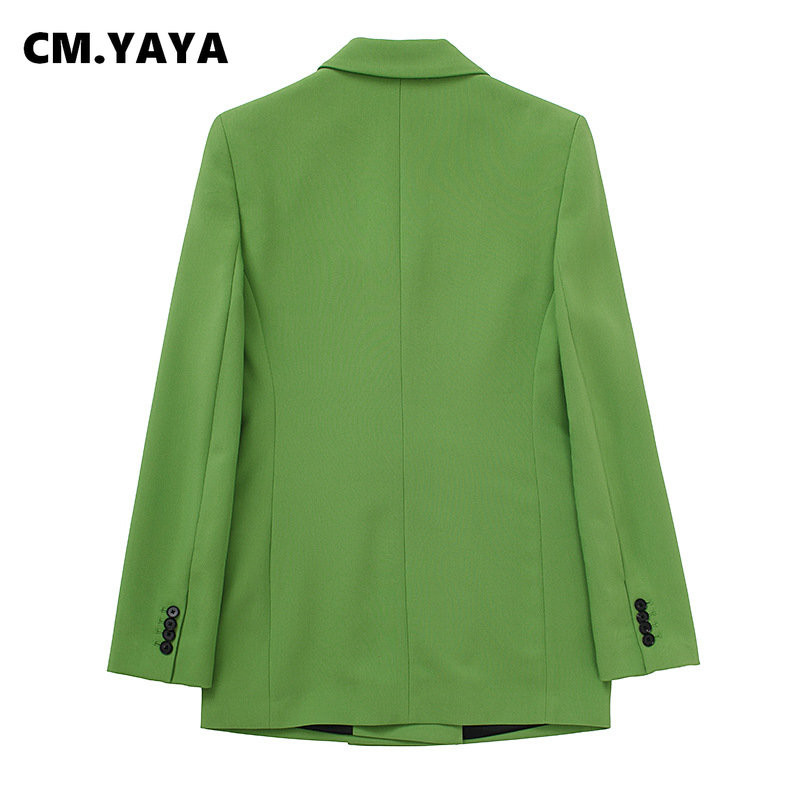 CM.YAYA elegantne naiste roheline sirge pükste ülikond ja kaherealine bleiser Fashion 2023 OL Streetwear, kaks kaheosalist komplekti
