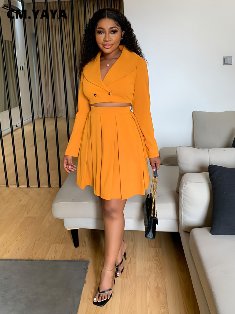 CM.YAYA Κομψές Γυναικείες Ευχάριστες Μεγάλες Κούνιες Φούστα σε γραμμή Α και Μπλέιζερ που ταιριάζουν σε δύο 2 τεμάχια Γυναικεία στολή γραφείου