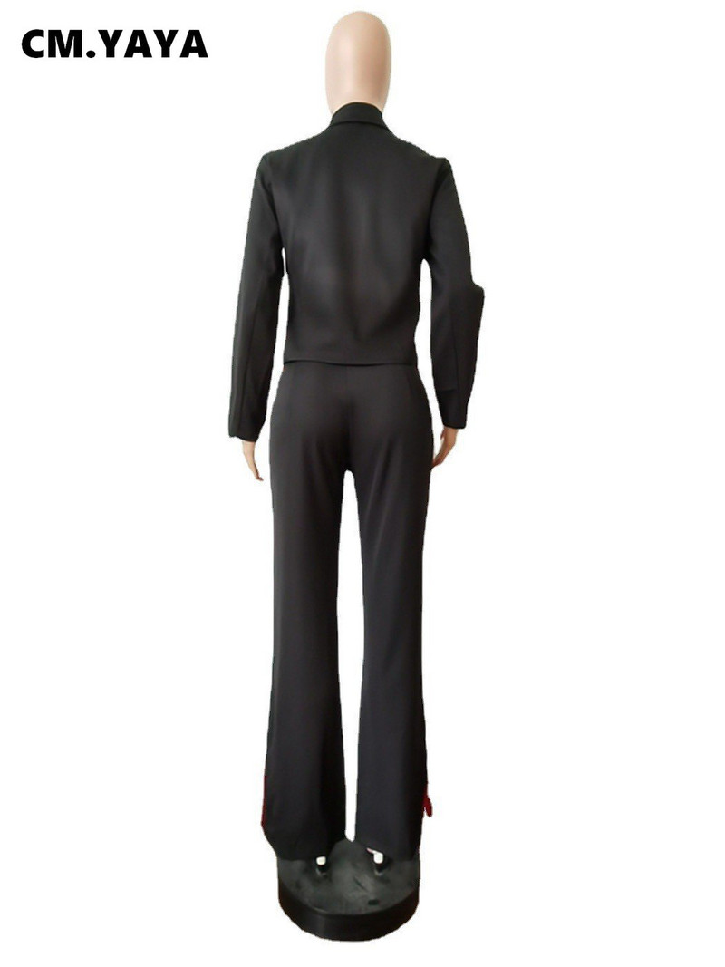 CM.YAYA naiste moekas üherealine bleiserülikond ja triibulised külgmised lõhikuga püksid Tänavarõivad Naiste kaks 2-osalist komplekti
