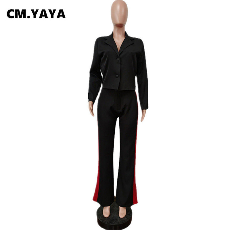 CM.YAYA naiste moekas üherealine bleiserülikond ja triibulised külgmised lõhikuga püksid Tänavarõivad Naiste kaks 2-osalist komplekti