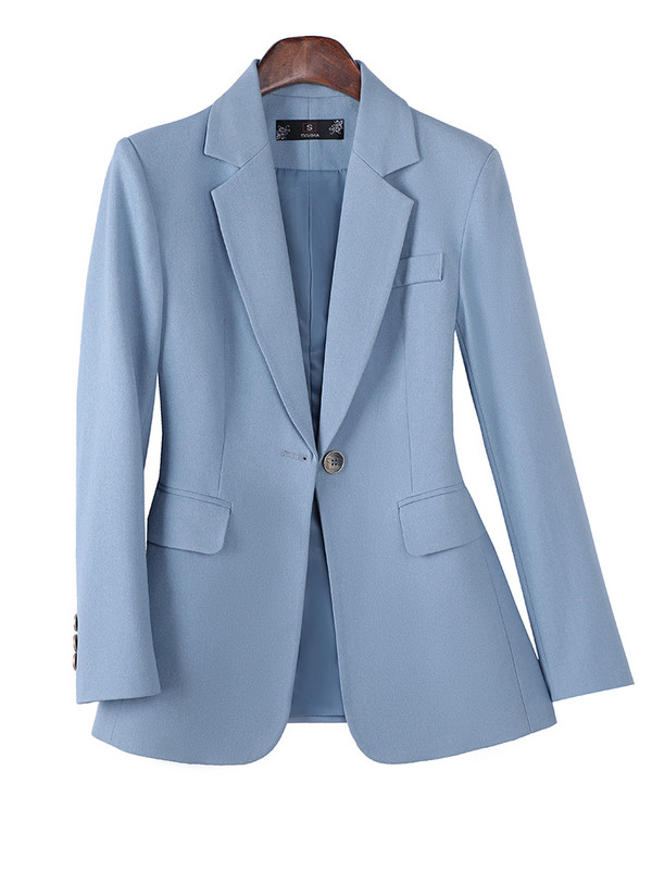 Uredsko žensko odijelo s hlačama Svečana ženska poslovna radna odjeća Blazer i hlače plavo žute boje marelice uski jednobojni dvodijelni set