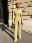 CM.YAYA Elegantni ženski gornji dio jakne za lješkarenje i široke hlače s širokim nogavicama Street INS Ženska dvodijelna odjevna kombinacija Trenirka