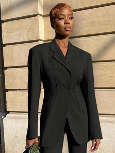 CM.YAYA Elegantni ženski gornji dio jakne za lješkarenje i široke hlače s širokim nogavicama Street INS Ženska dvodijelna odjevna kombinacija Trenirka