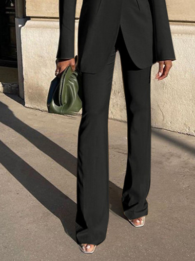 CM.YAYA Elegantni ženski gornji dio jakne za lješkarenje i široke hlače s širokim nogavicama Street INS Ženska dvodijelna odjevna kombinacija Trenirka