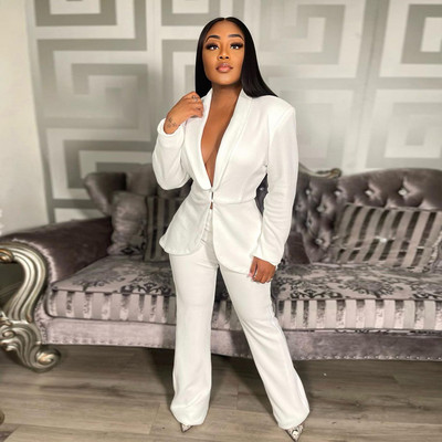 CM.YAYA Blazer odijelo za žene Ravno odijelo s hlačama Ulična odjeća Dvodijelni set odjevnih kombinacija Jesen Zima 2022. Blazer Femme