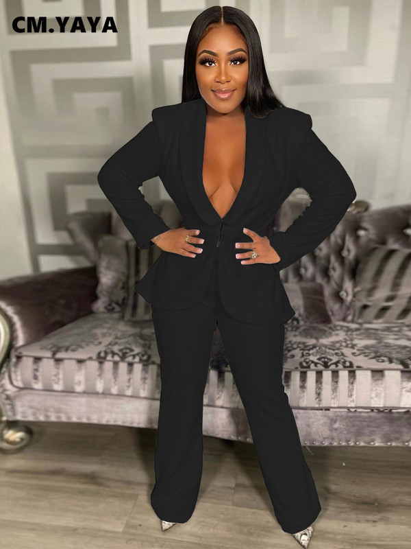 CM.YAYA Blazer odijelo za žene Ravno odijelo s hlačama Ulična odjeća Dvodijelni set odjevnih kombinacija Jesen Zima 2022. Blazer Femme