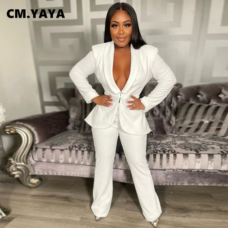 CM.YAYA Blazer odijelo za žene Ravno odijelo s hlačama Ulična odjeća Dvodijelni set odjevnih kombinacija Jesen Zima 2022. Blazer Femme