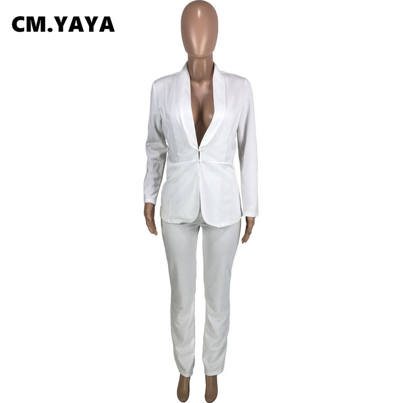 CM.YAYA Blazer odijelo za žene Ravno odijelo s hlačama Ulična odjeća Dvodijelni set odjevnih kombinacija Jesen Zima 2022. Blazer Femme