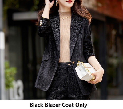 Țesătură de înaltă calitate, catifea 2022, toamnă iarnă, costume de afaceri pentru femei, cu pantaloni evazați și jachete, haină, blazere de afaceri, costume cu pantaloni