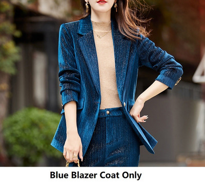 Țesătură de înaltă calitate, catifea 2022, toamnă iarnă, costume de afaceri pentru femei, cu pantaloni evazați și jachete, haină, blazere de afaceri, costume cu pantaloni