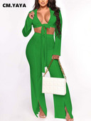 CM.YAYA Elegant INS Γυναικείο σετ Bowknot Tie Up Blazer και Flare Pants Street Fashion Active αθλητική φόρμα δύο 2 τεμαχίων σετ