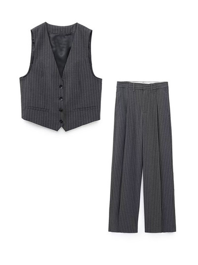 Kumsvag Γυναικείες φθινοπωρινές ριγέ φόρμες παντελονιών 2 τεμαχίων Σετ 2022 Casual Loose Blazers Παλτό και Παντελόνι Γυναικείο Κομψό OL κοστούμι πανί