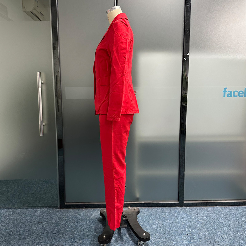 Waytobele Γυναικείο Σετ Μπλέιζερ Φθινοπωρινό Χειμώνα Casual Μόδα Μασίφ μακρυμάνικο πέτο με κουμπιά φαρδιά παντελόνια ψηλά Streetwear