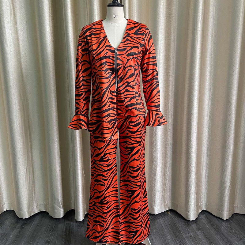 CM.YAYA Zebra Office Lady Blazer μπλουζάκια και φαρδύ ίσιο παντελόνι κοστούμι που ταιριάζει σε δύο σετ 2 τεμαχίων Γυναικεία αθλητική φόρμα δρόμου