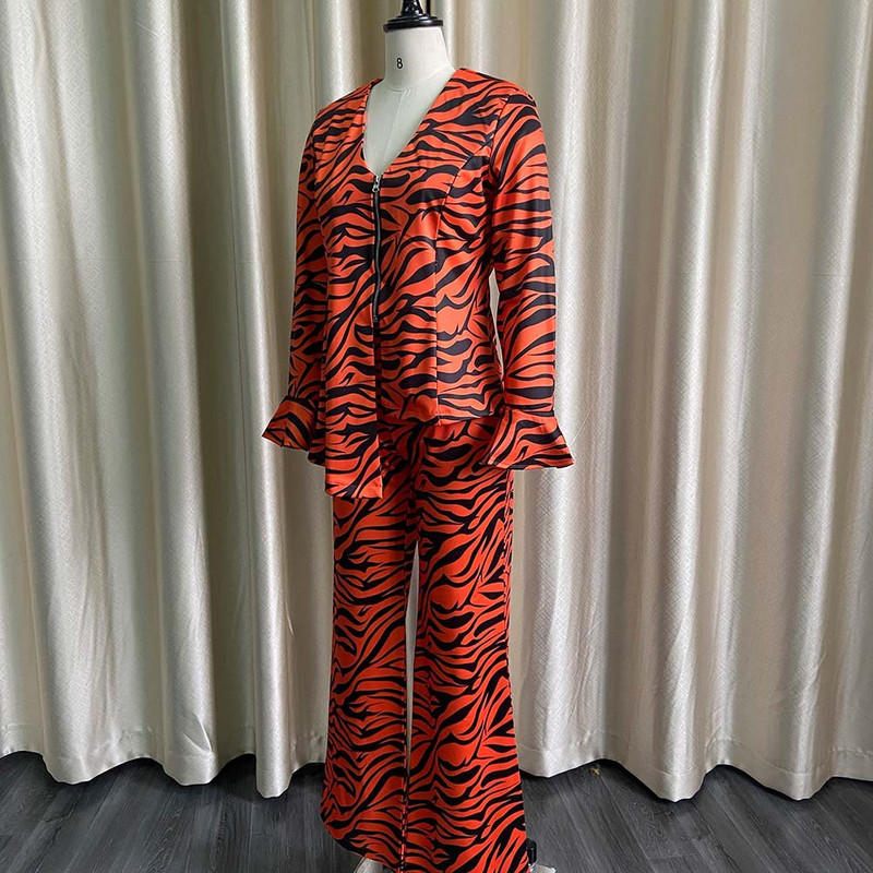 CM.YAYA Zebra Office Lady Blazer μπλουζάκια και φαρδύ ίσιο παντελόνι κοστούμι που ταιριάζει σε δύο σετ 2 τεμαχίων Γυναικεία αθλητική φόρμα δρόμου