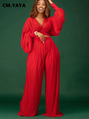 CM.YAYA Γυναικεία αθλητική φόρμα με πλισέ Μασίφ διαφανή πλισέ μπλούζες και φαρδιά παντελόνια μόδας δύο 2 τεμαχίων σετ μόδας