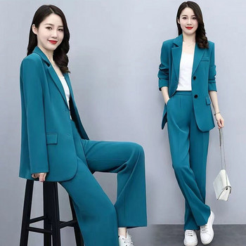 Φθινόπωρο 2023 Νέο casual κοστούμι σακάκι παντελόνι Γυναικείο FashionLoose Σετ παντελόνι με σακάκια, Γυναικεία Elegnat Επαγγελματικά ρούχα