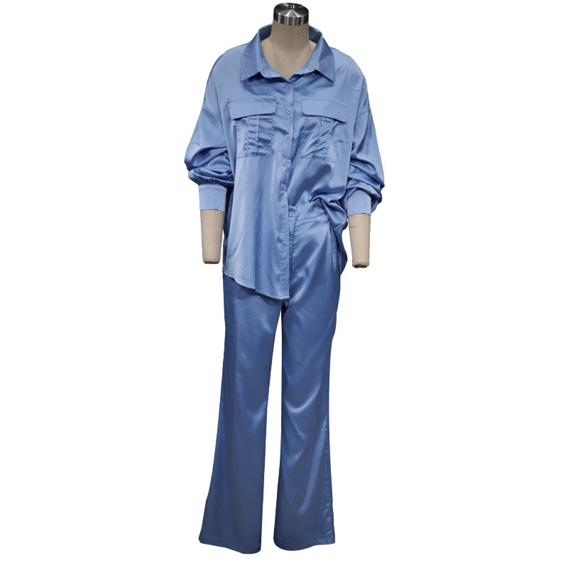 CM.YAYA Γυναικείο κοστούμι παντελόνι Μασίφ φαρδιά πουκάμισα τοπ + ίσια παντελόνια Δύο σετ 2 τεμαχίων γραφείο Γυναικεία ρούχα άνοιξη καλοκαίρι