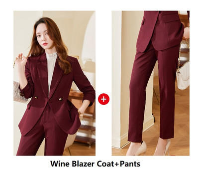 Kvaliteetsest riidest sügistalvised naiste äriülikonnad pükste ja jakkidega mantel Professionaalsed bleiserid pükste komplekt pükskostüümid