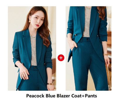 Kvaliteetsest riidest sügistalvised naiste äriülikonnad pükste ja jakkidega mantel Professionaalsed bleiserid pükste komplekt pükskostüümid