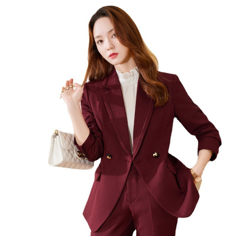 Kvaliteetsest riidest sügistalvised naiste äriülikonnad pükste ja jakkidega mantel Professionaalsed bleiserid pükste komplekt pükskostüümid