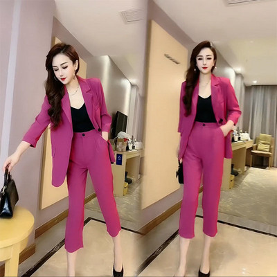 Μονό/Σετ 2022 Summer New Temperament OL Suit Coat Ψηλόμεσο Capris Fashion Σετ δύο τεμαχίων