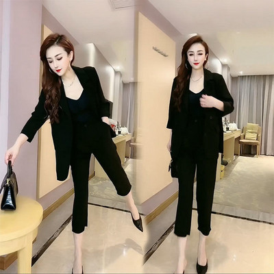 Μονό/Σετ 2022 Summer New Temperament OL Suit Coat Ψηλόμεσο Capris Fashion Σετ δύο τεμαχίων