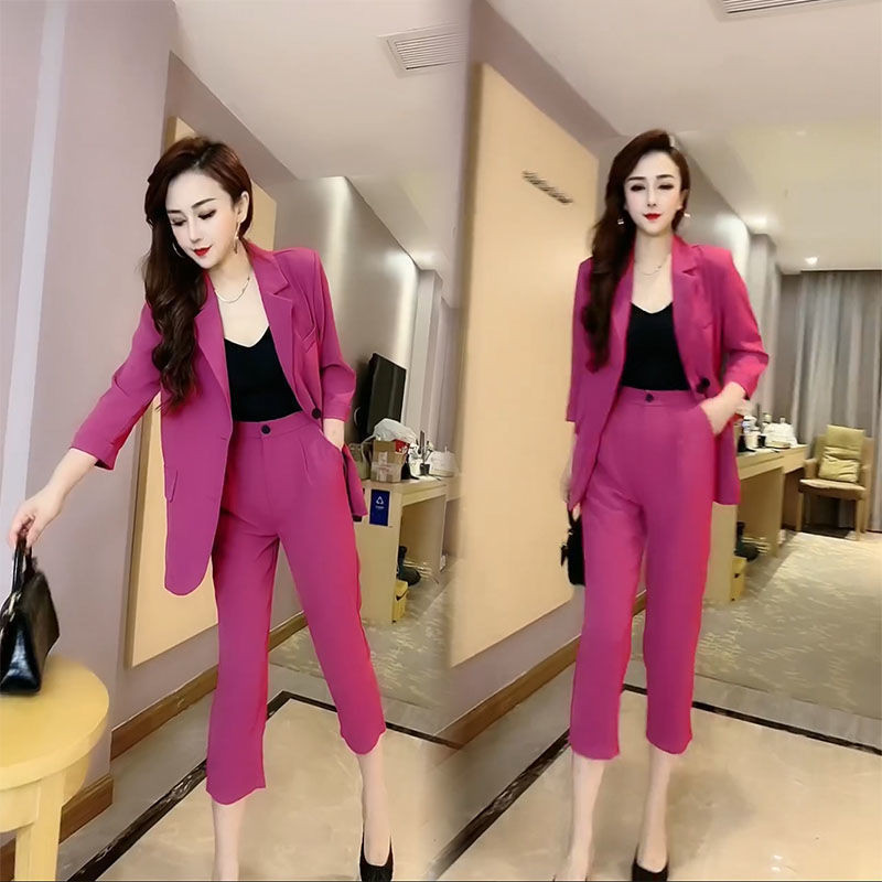 Μονό/Σετ 2022 Summer New Temperament OL Suit Coat Ψηλόμεσο Capris Fashion Σετ δύο τεμαχίων